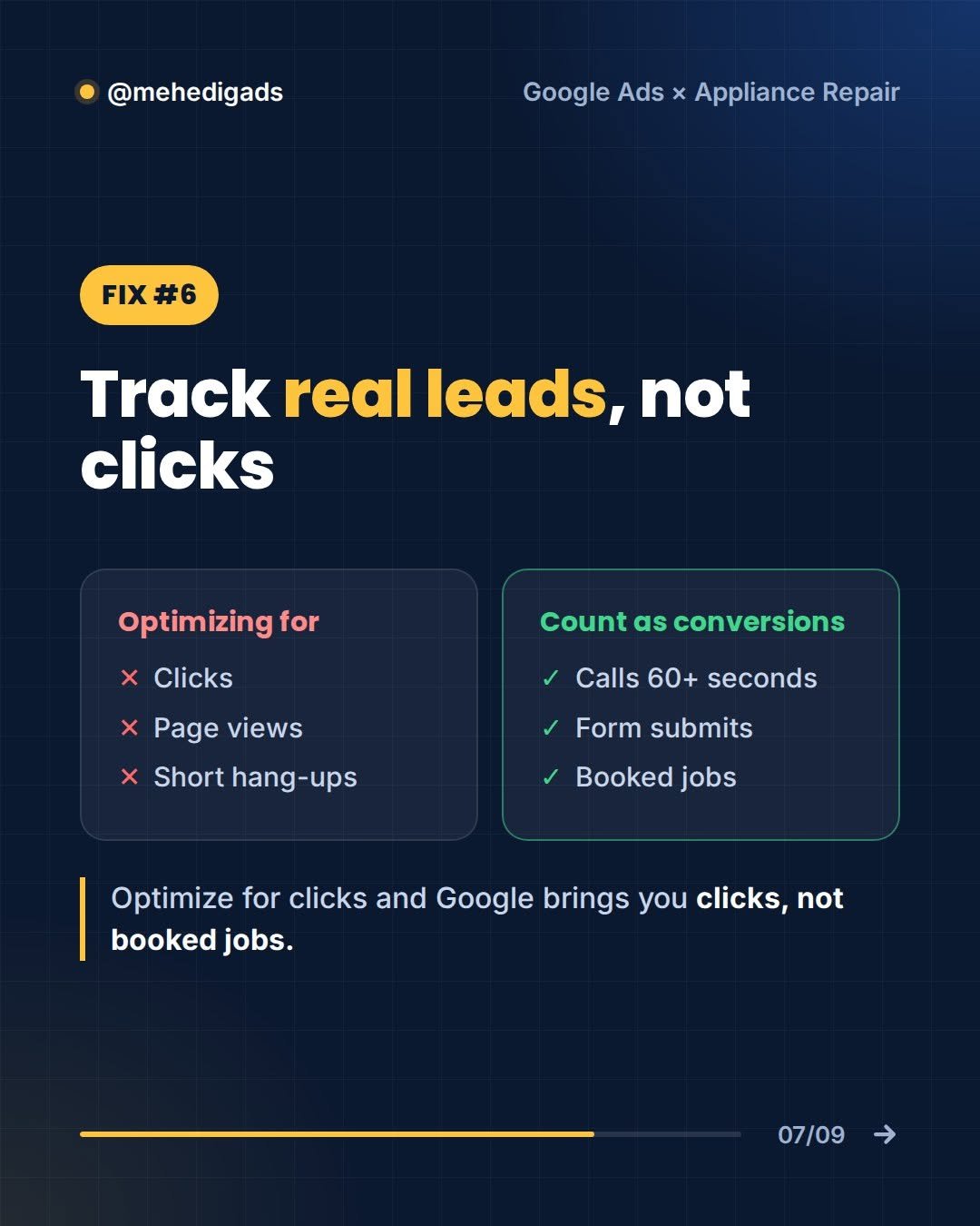 Fix 6: Track real leads, not clicks