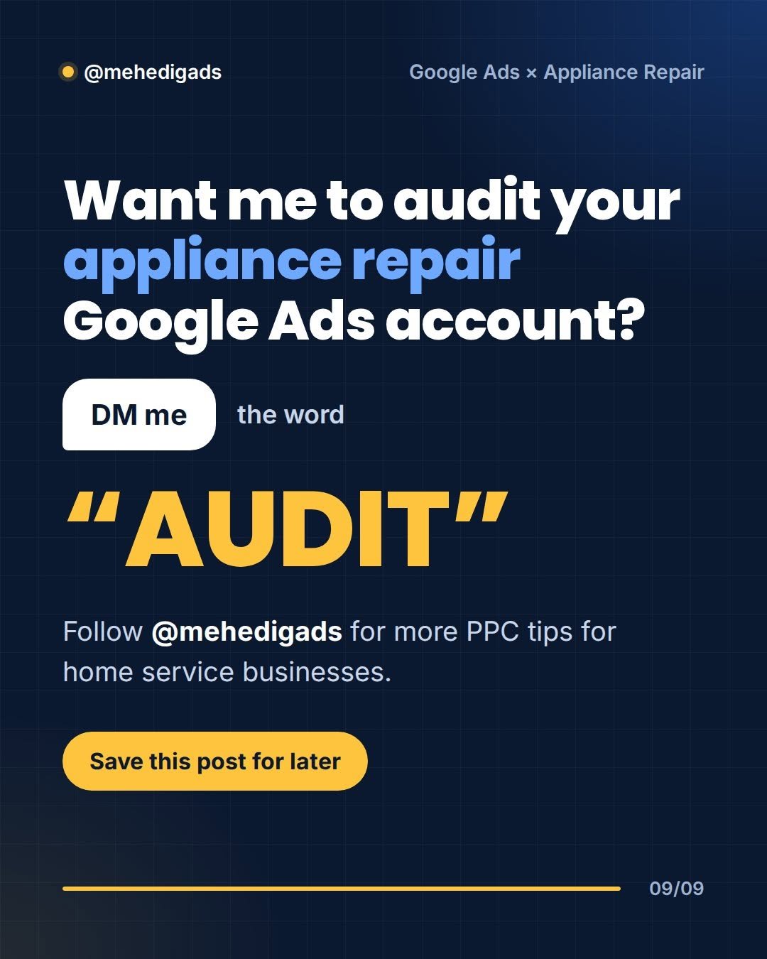 Free appliance repair Google Ads audit